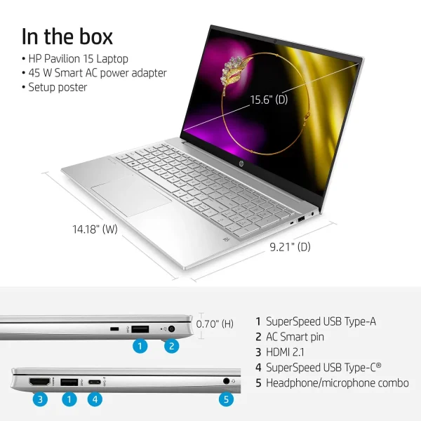 HP 15.6" Pavilion i7-1255U - 8GB RAM -512GB SSD 69M18UA - Imagen 3
