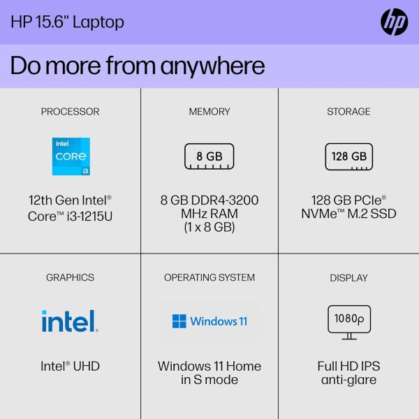 HP DY5023ST CORE I3-1215U 8GB 256SSD 15.6”FHD 8J0Z6UAABA - Imagen 2