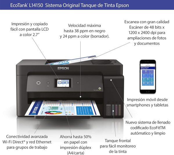 ¡Oferta! Epson EcoTank L14150 Multifuncional Tanque Tinta C11CH96301 - Imagen 2