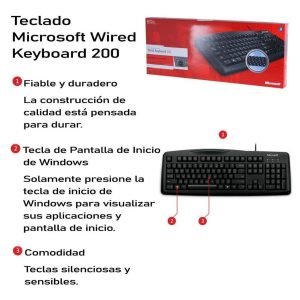 Teclado Básico Microsoft 200 Negro 6JH-00004