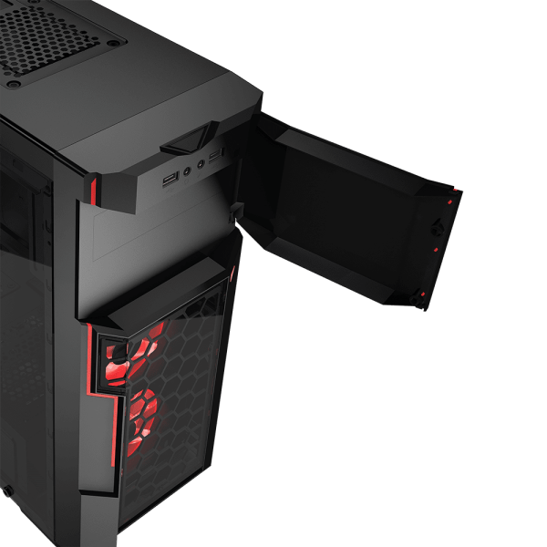 AZZA CASE GAMING MID ATX CRIMSON LED FAN CSAZ-211G - Imagen 5