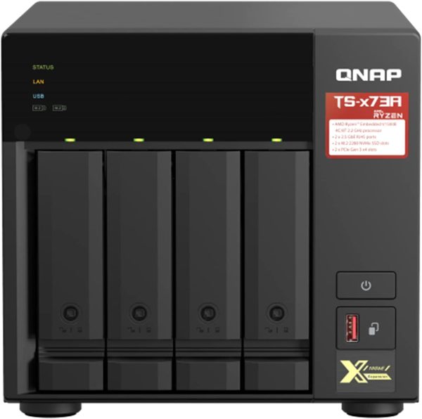 QNAP UNIDAD NAS 4 BAHIAS AMD Ryzen 8GB 2.5 GbE TS-473A-8G