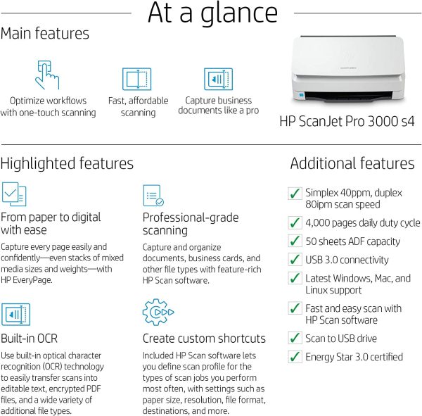 ¡Oferta! HP ScanJet Pro 3000 s4 Escáner doble cara 6FW07A - Imagen 3