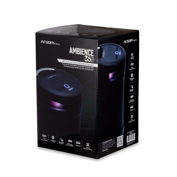 CORNETA ARGOM AMBIENCE 360 ESTEREO 2.0 BLUETOOH ARG-SP-3365BK - Imagen 4