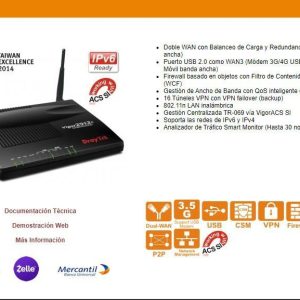Router Draytek Vigor 2912n 2.4GHz 5x RJ-45 Negro Vigor2912n