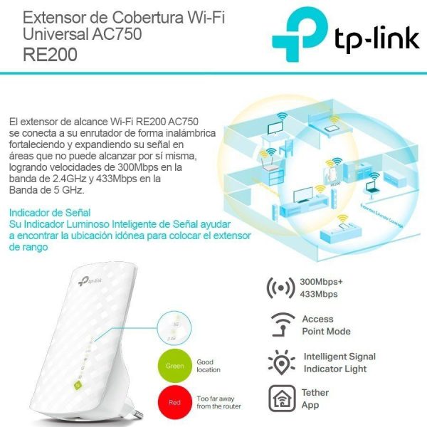 TP-Link RE200 AC750 Repetidor de red Wifi RE-200