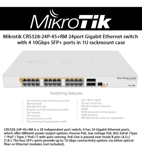 MIKROTIK Cloud Router Switch CRS328-24P-4S+RM