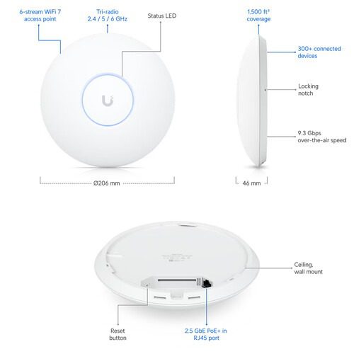 Ubiquiti UniFi U7 Pro Punto acceso Tri-Banda Wi-Fi 7 U7-PRO Ubiquiti UniFi U7 Pro Punto acceso Tri-Banda Wi-Fi 7 U7-PRO