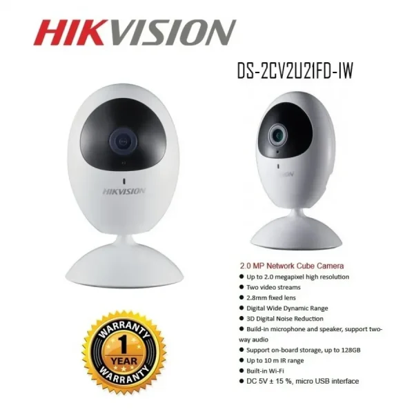 HIKVISION CAMARA WIFI TIPO CUBO IP 2MP DS‐2CV2U21FD‐IW