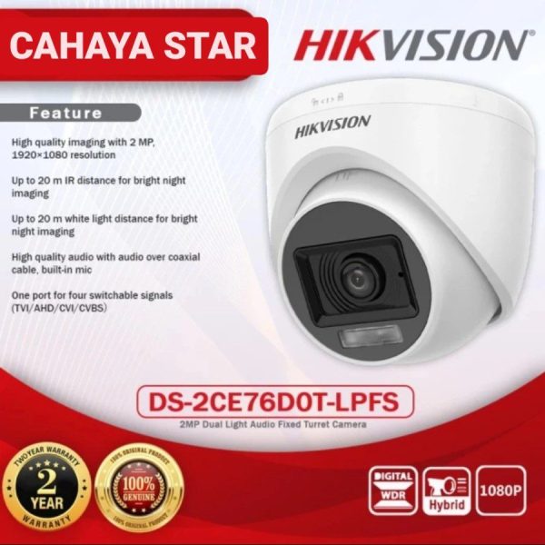 HIKVISION CAMARA DOMO TURBO HD 2MP DS-2CE76D0T-LPFS 2.8MM