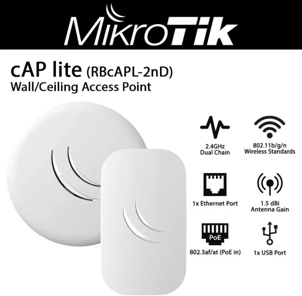 ¡Oferta! MikroTik Access Point interior 2.4 GHz RBcAPL-2nD